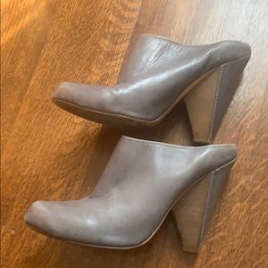 Belle mules.  Grey soft leather 9b